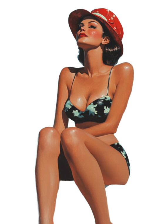 Pulp Art Woman Vinyl Car Decal Sticker – Waterproof & UV-Resistant 8"