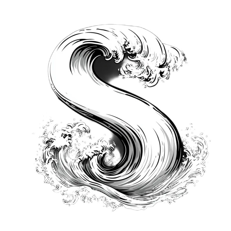 Wave Letter S Vinyl Car Decal Sticker – Waterproof & UV-Resistant 8"