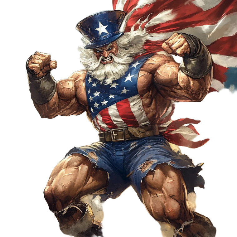 Muscular Uncle Sam Vinyl Car Decal Sticker – Waterproof & UV-Resistant 8"