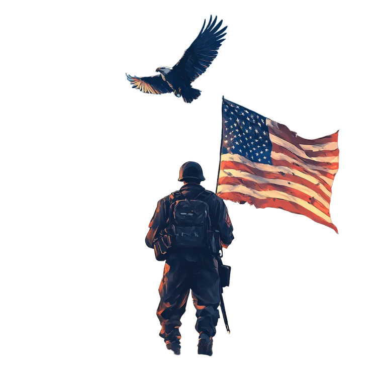 Veteran With Flag Vinyl Car Decal Sticker – Waterproof & UV-Resistant 8"