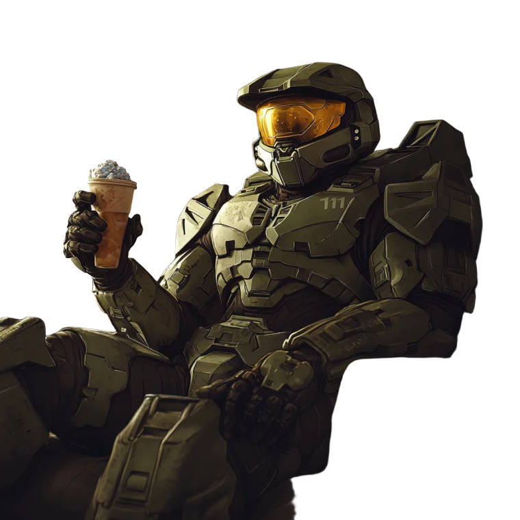 Master Chief Relaxing V2 Vinyl Car Decal Sticker – Waterproof & UV-Resistant 8"