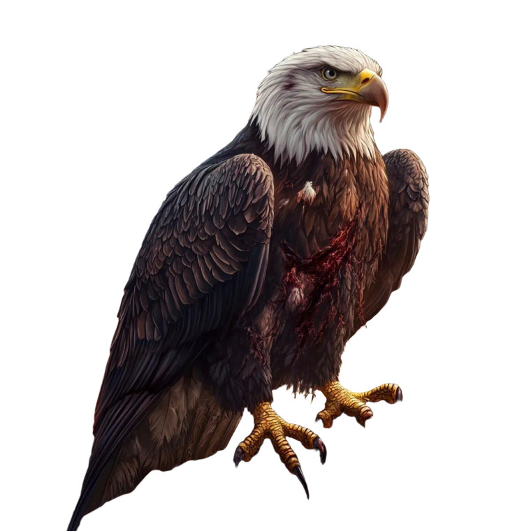 Wounded Patriotic Eagle Vinyl Car Decal Sticker – Waterproof & UV-Resistant 8"