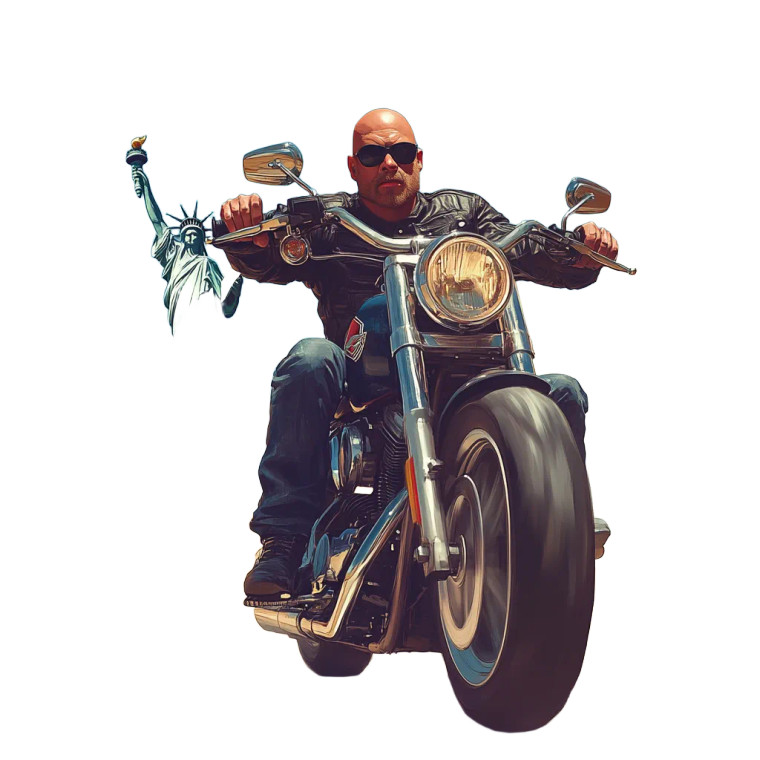 Bald Biker On Route 66 Vinyl Car Decal Sticker – Waterproof & UV-Resistant 8"