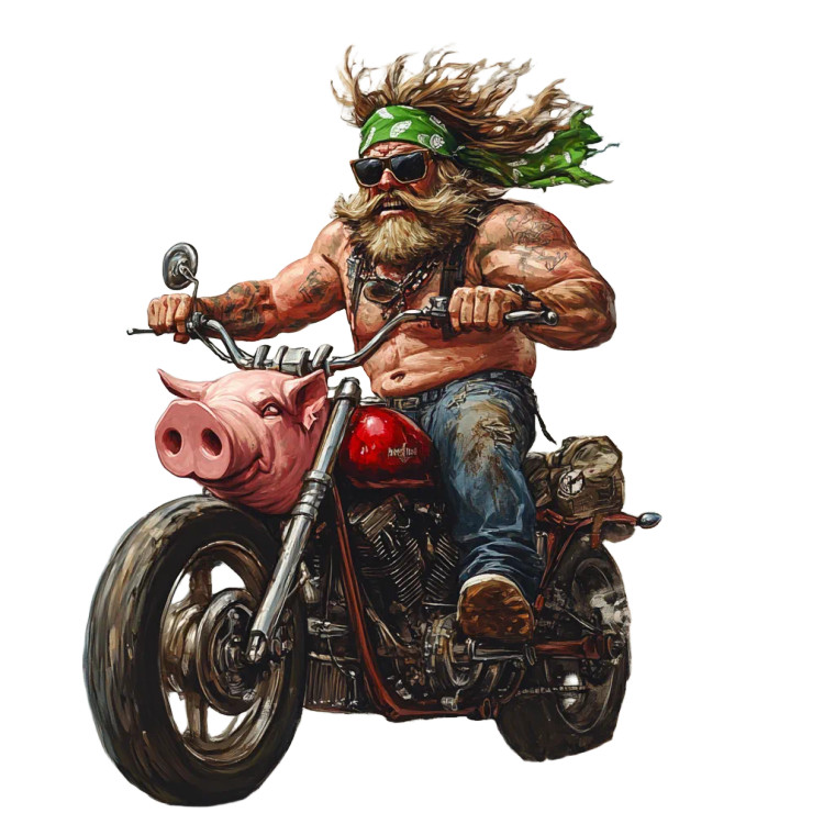 Biker On Pig Vinyl Car Decal Sticker – Waterproof & UV-Resistant 8"