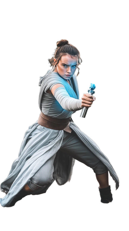 Rey Jedi Action Vinyl Car Decal Sticker – Waterproof & UV-Resistant 8"