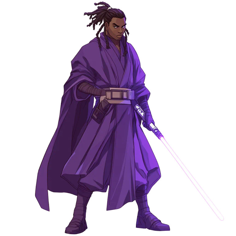 Jedi In Purple Robes Vinyl Car Decal Sticker – Waterproof & UV-Resistant 8"