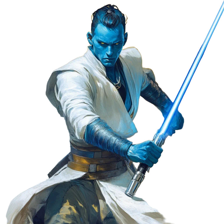 Blue Jedi Fencer Vinyl Car Decal Sticker – Waterproof & UV-Resistant 8"