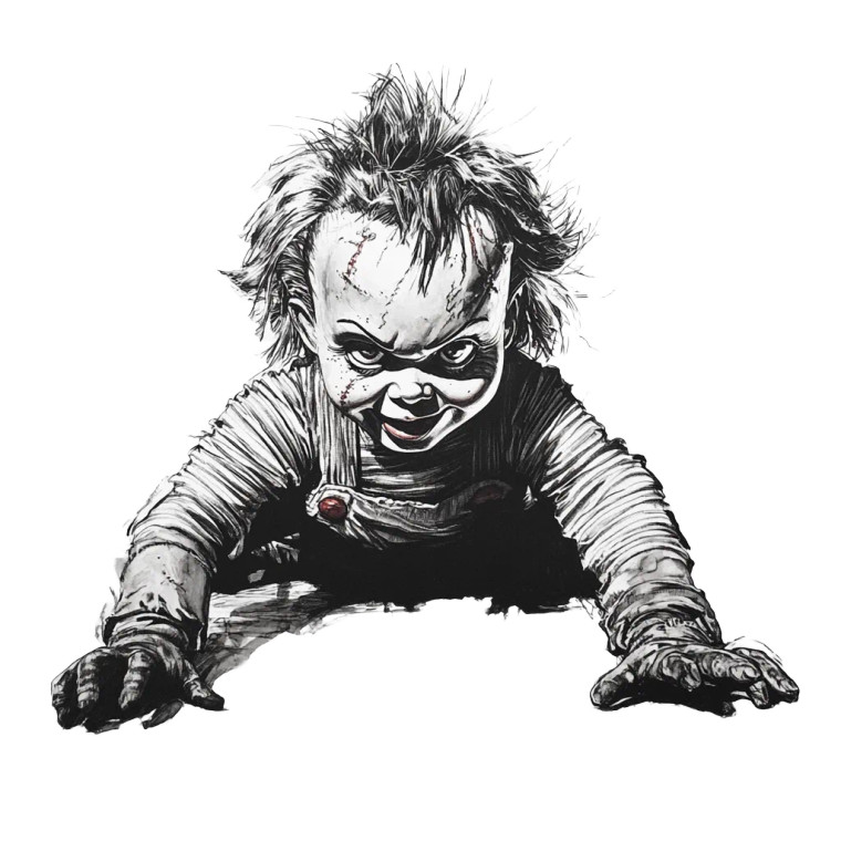 Chuckie Doll Drawing Vinyl Car Decal Sticker – Waterproof & UV-Resistant 8"