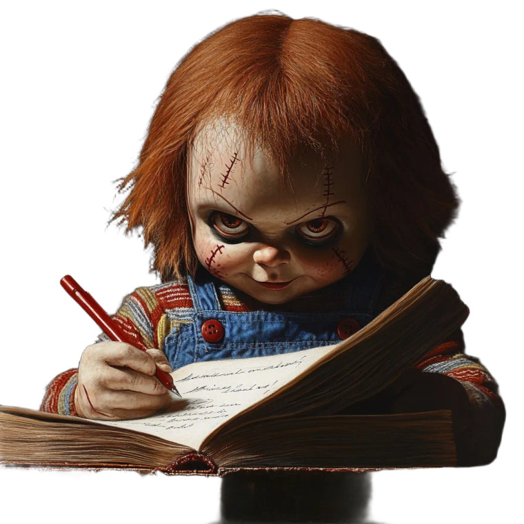 Chucky Writing Vinyl Car Decal Sticker – Waterproof & UV-Resistant 8"