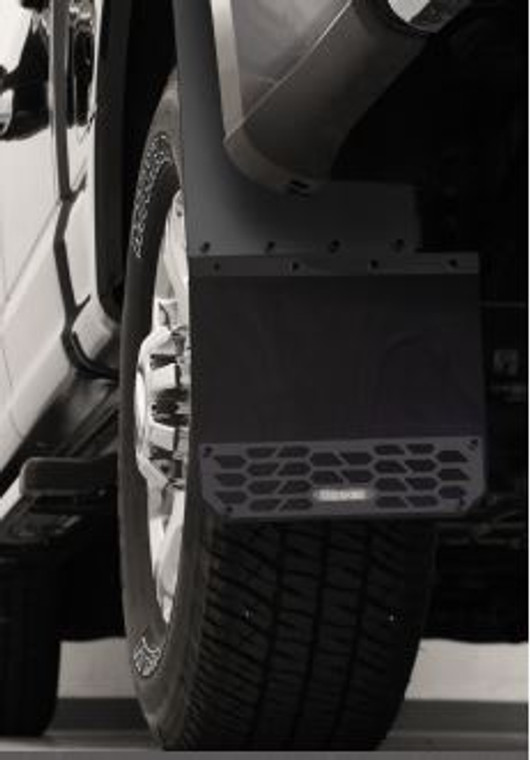 Durable Matte Black Mud Flaps | Set Of 2 | Direct Fit | High Density Polyethylene | Bolt-On Mount | Laser-Cut | Stainless Steel | Tire Clearance