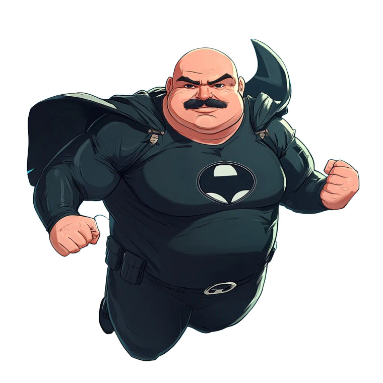 Bald Superhero Flyer Vinyl Car Decal Sticker – Waterproof & UV-Resistant 8"