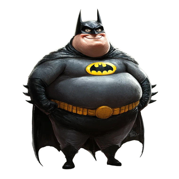 Obese Batman Cartoon Vinyl Car Decal Sticker – Waterproof & UV-Resistant 8"