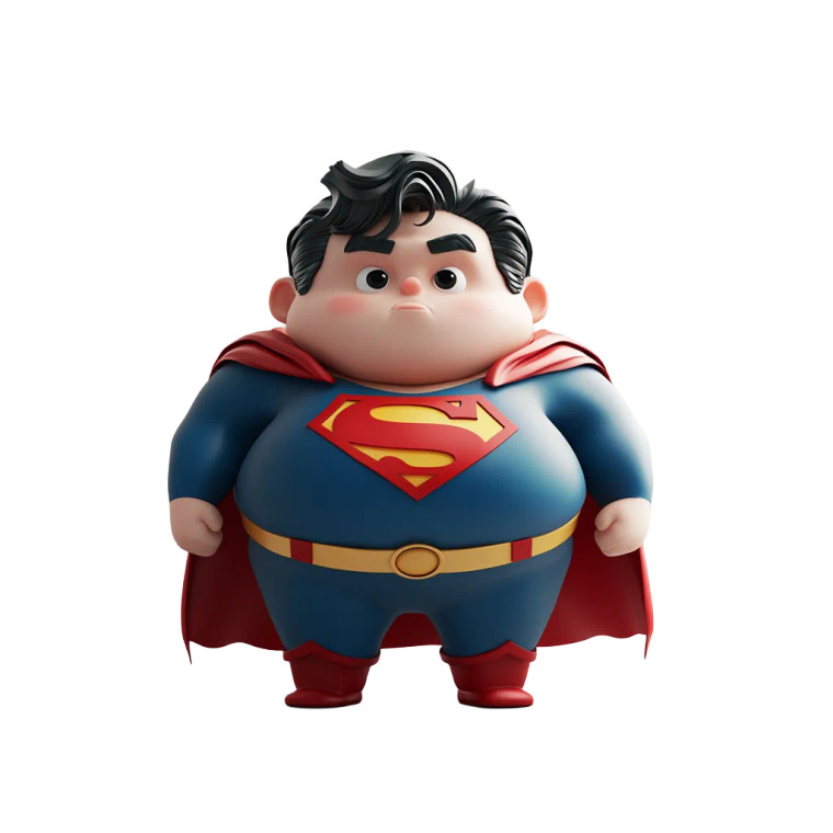 Chubby Superman Chibi Vinyl Car Decal Sticker – Waterproof & UV-Resistant 8"