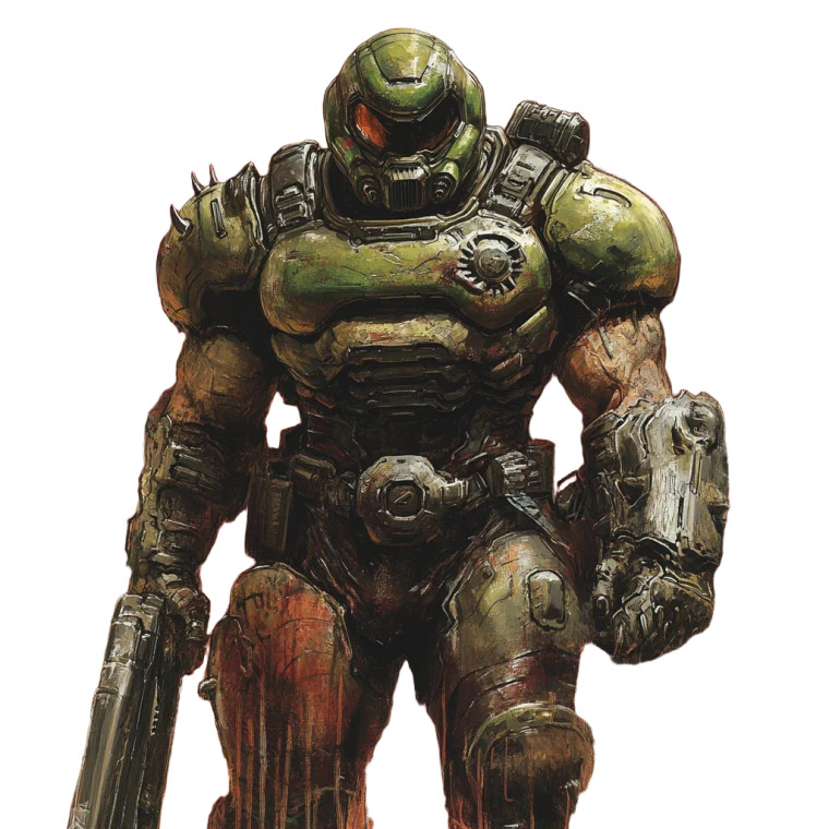 Doom Slayer Illustration Vinyl Car Decal Sticker – Waterproof & UV-Resistant 8"