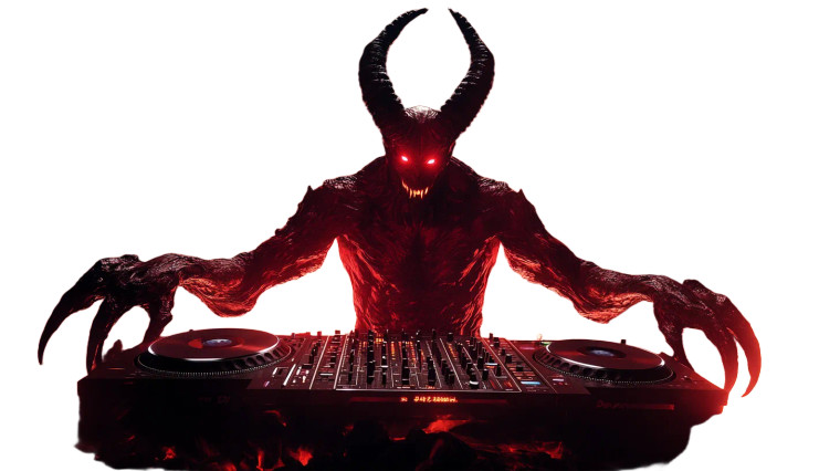 Techno Satan Dj Vinyl Car Decal Sticker – Waterproof & UV-Resistant 8"