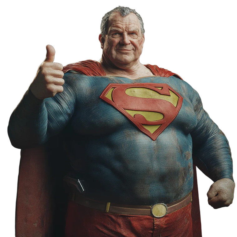 Old Fat Superman Vinyl Car Decal Sticker – Waterproof & UV-Resistant 8"