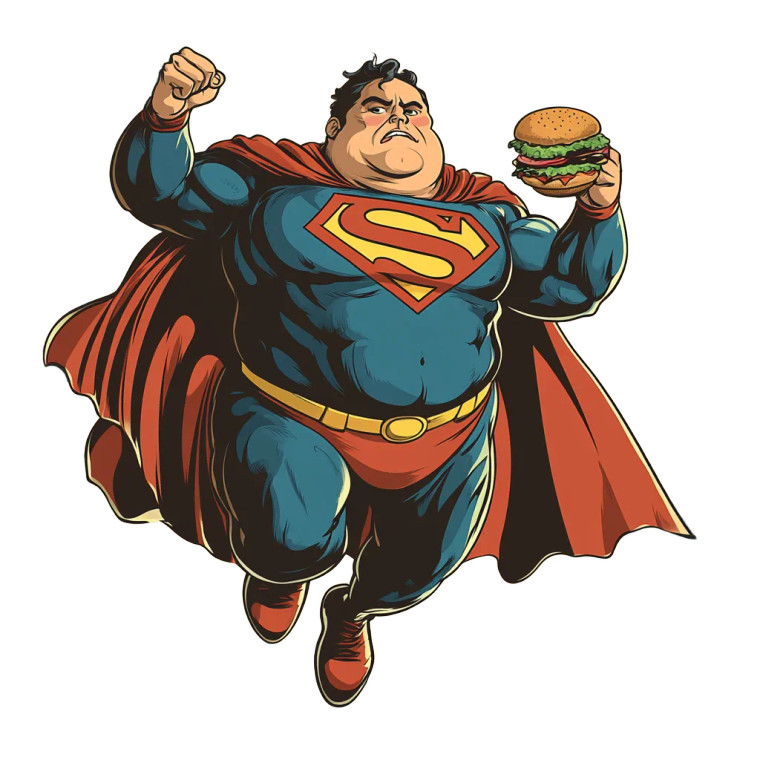 Obese Flying Superman Vinyl Car Decal Sticker – Waterproof & UV-Resistant 8"
