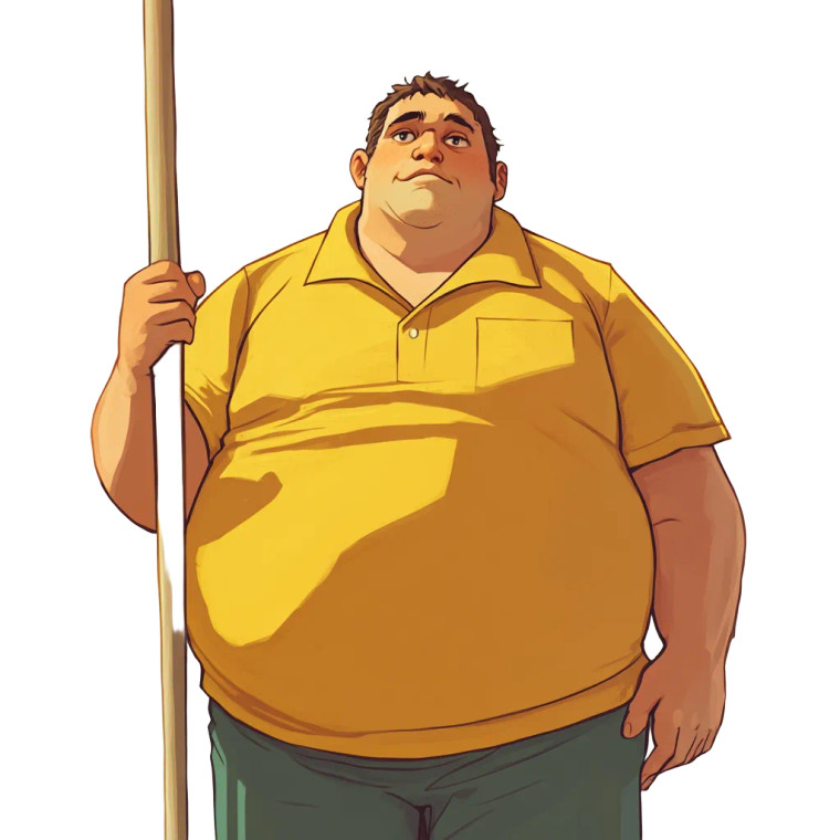 Rotund Man With Pole Vinyl Car Decal Sticker – Waterproof & UV-Resistant 8"