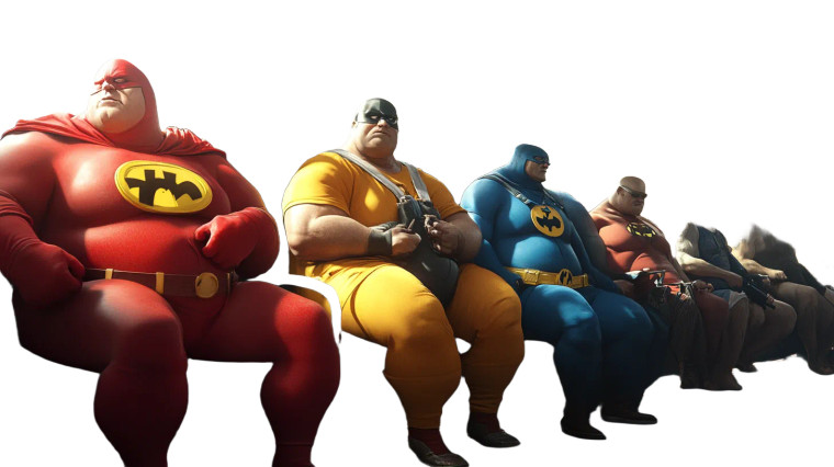 Fat Superheroes Fight Vinyl Car Decal Sticker – Waterproof & UV-Resistant 8"