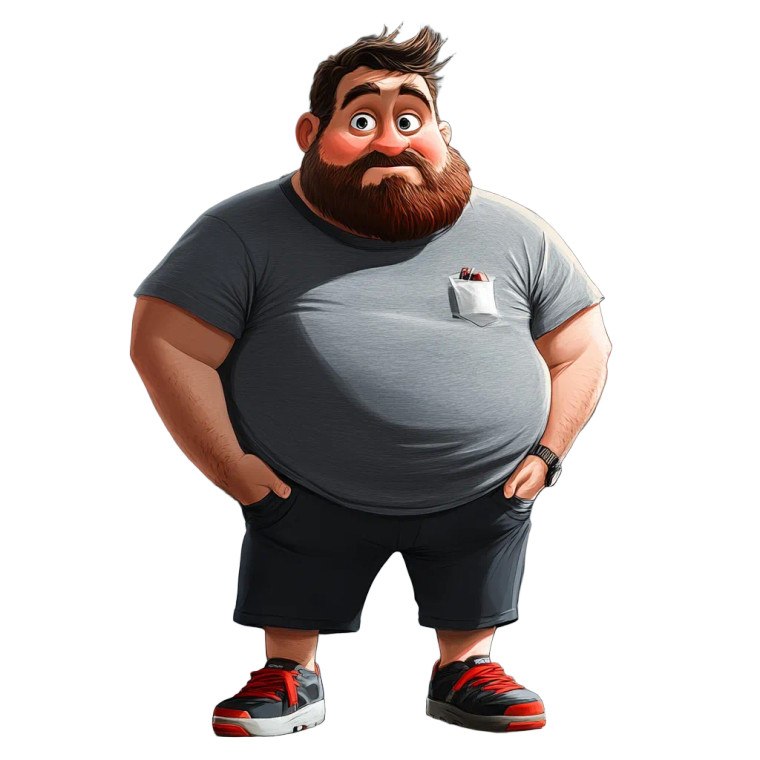 Pixar-Style Fat Teen Vinyl Car Decal Sticker – Waterproof & UV-Resistant 8"