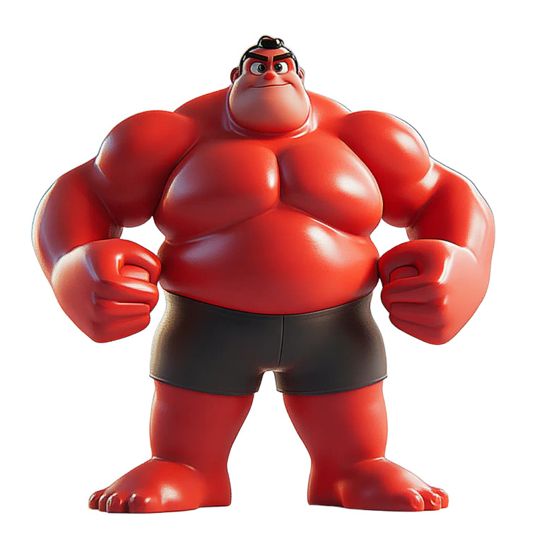 Red Muscle Character Vinyl Car Decal Sticker – Waterproof & UV-Resistant 8"