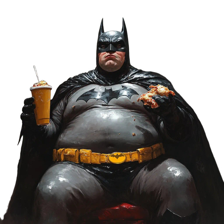 Fat Batman Eating Vinyl Car Decal Sticker – Waterproof & UV-Resistant 8"