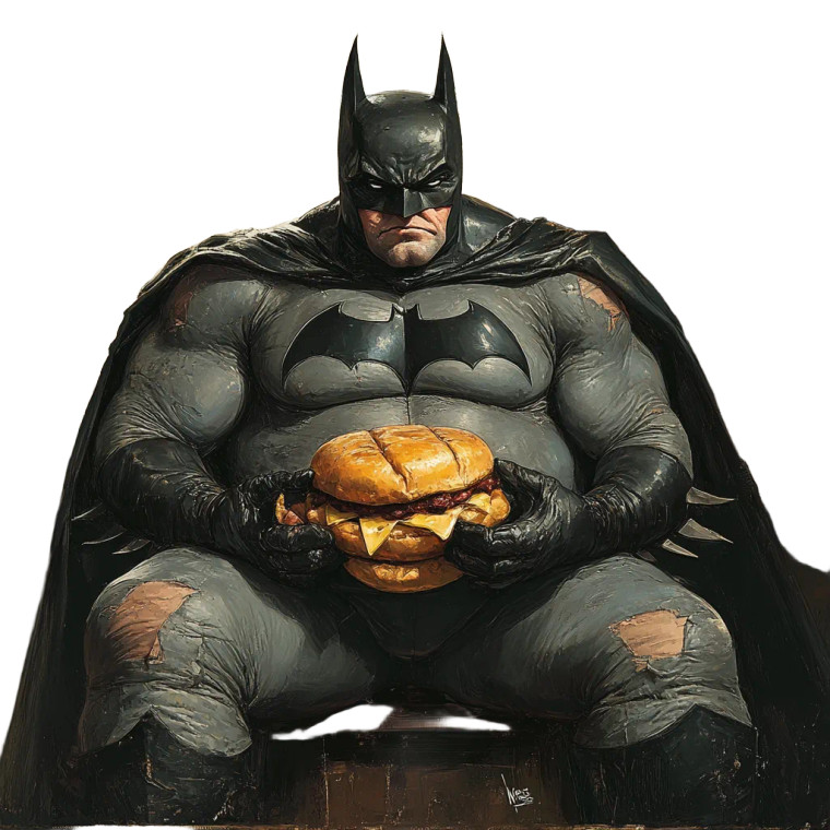 Fat Batman Eating V2 Vinyl Car Decal Sticker – Waterproof & UV-Resistant 8"