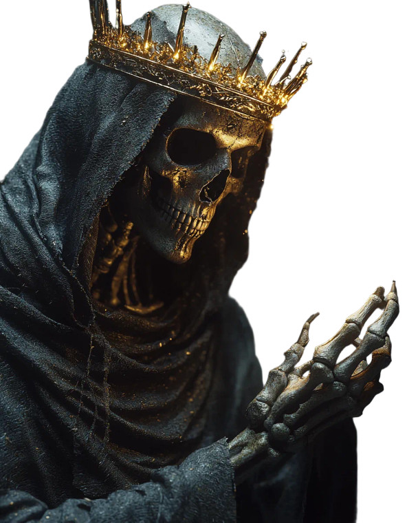 Golden Skeleton King Vinyl Car Decal Sticker – Waterproof & UV-Resistant 8"