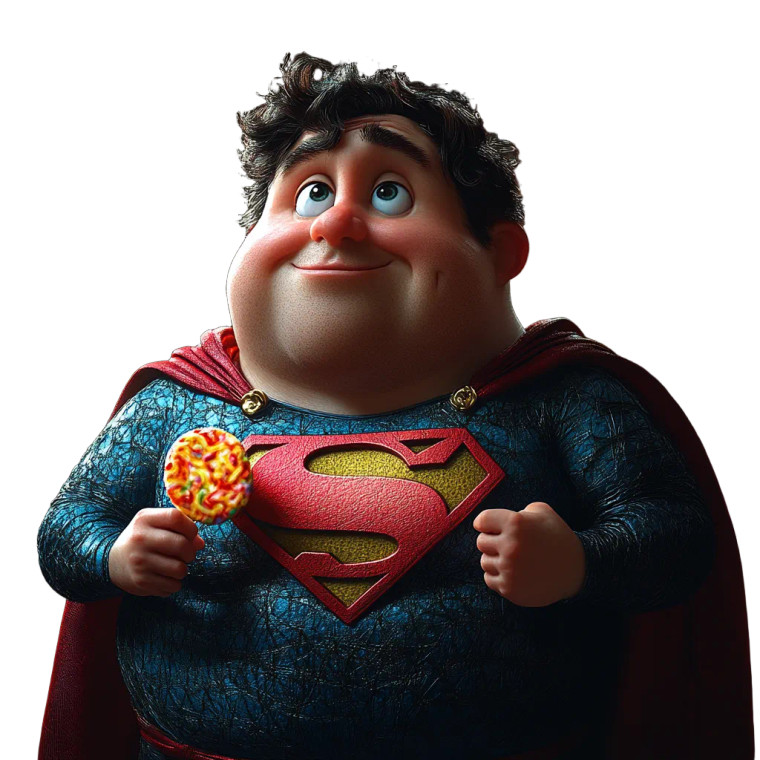 Fat Funny Superman Vinyl Car Decal Sticker – Waterproof & UV-Resistant 8"