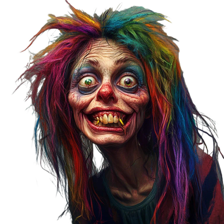 Colorful Ugly Woman Vinyl Car Decal Sticker – Waterproof & UV-Resistant 8"