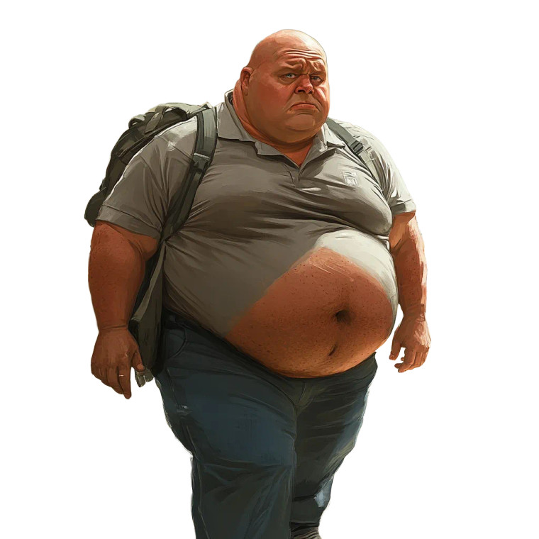 Overweight Bald Traveler Vinyl Car Decal Sticker – Waterproof & UV-Resistant 8"