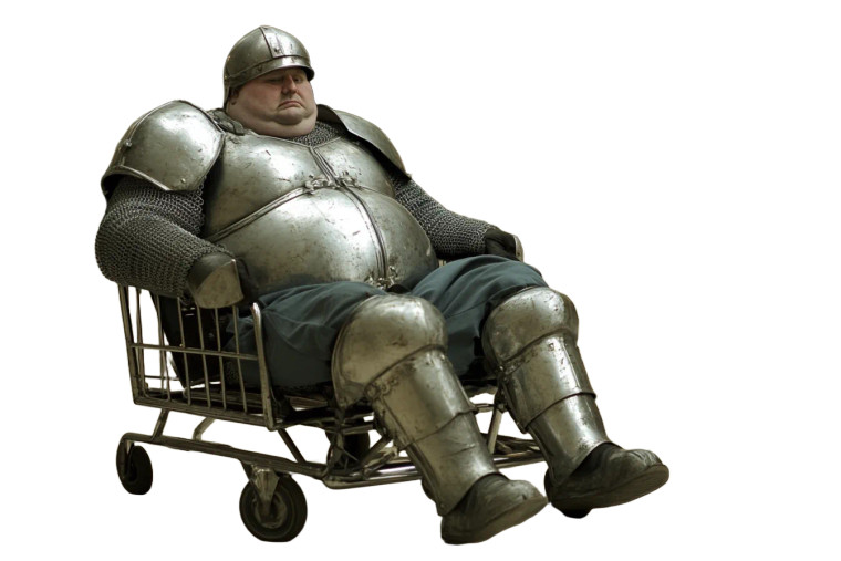 Overweight Knight Unconscious Vinyl Car Decal Sticker – Waterproof & UV-Resistant 8"