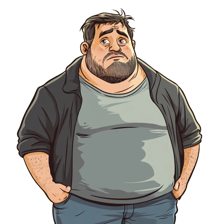 Comic Overweight Man Vinyl Car Decal Sticker – Waterproof & UV-Resistant 8"