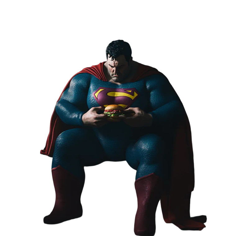 Fat Superman Eating Vinyl Car Decal Sticker – Waterproof & UV-Resistant 8"