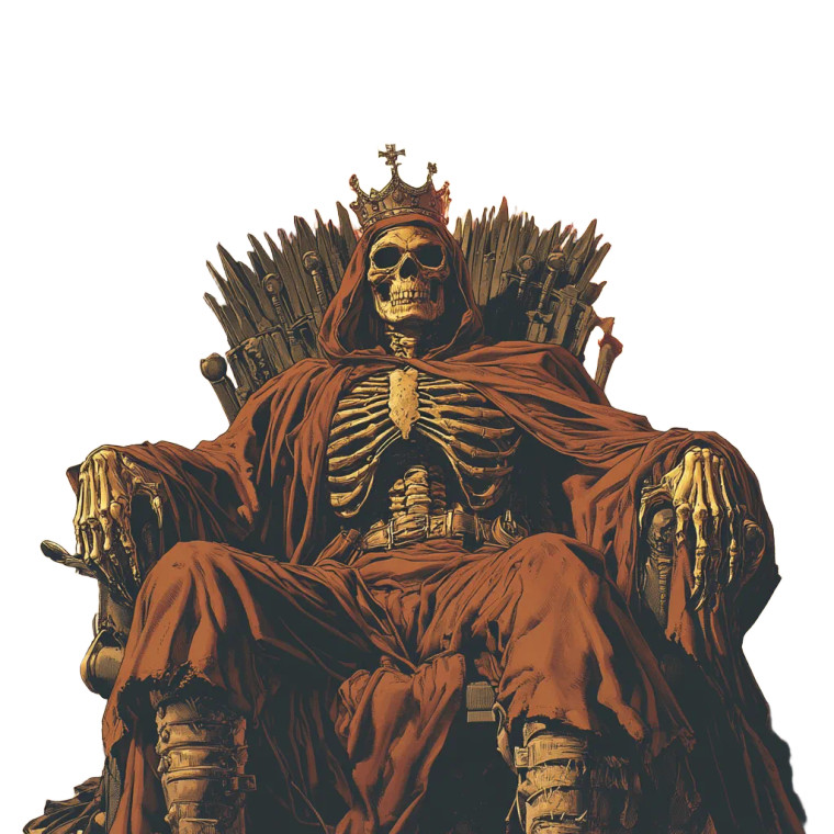 Crowned Skeleton King Vinyl Car Decal Sticker – Waterproof & UV-Resistant 8"