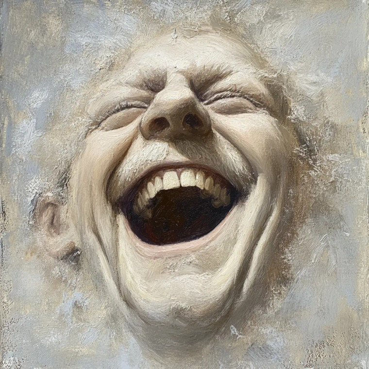 Laughing Closing Face Vinyl Car Decal Sticker – Waterproof & UV-Resistant 8"