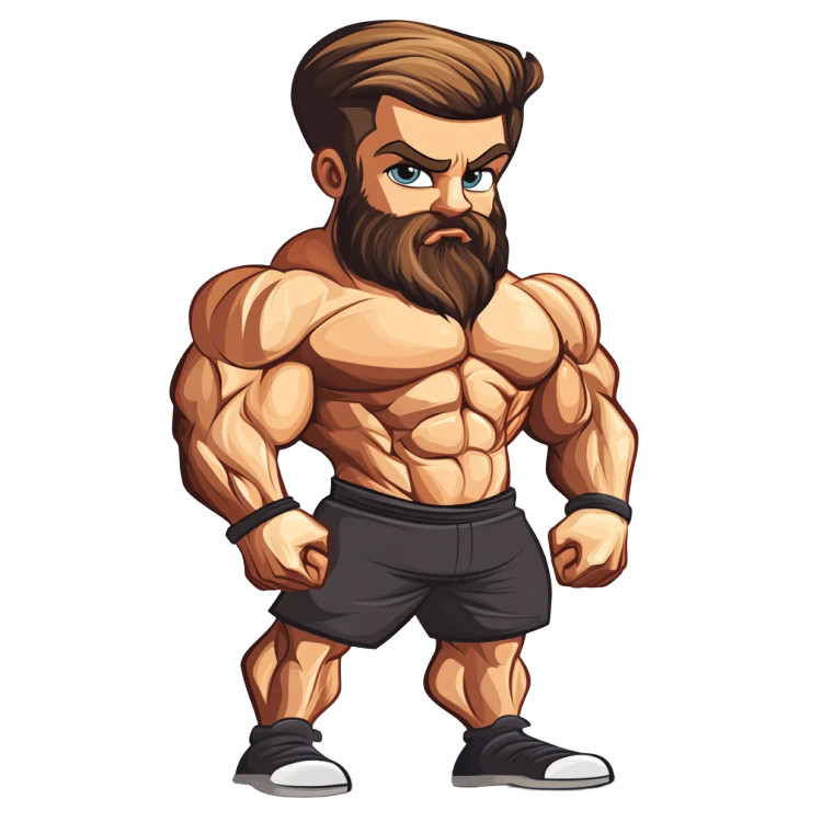 Toon Bodybuilder Vinyl Car Decal Sticker – Waterproof & UV-Resistant 8"