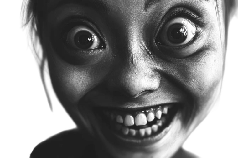 Smiling Fearful Girl Vinyl Car Decal Sticker – Waterproof & UV-Resistant 8"