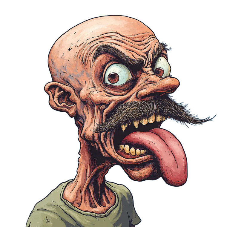 Exaggerated Caricature Man Vinyl Car Decal Sticker – Waterproof & UV-Resistant 8"