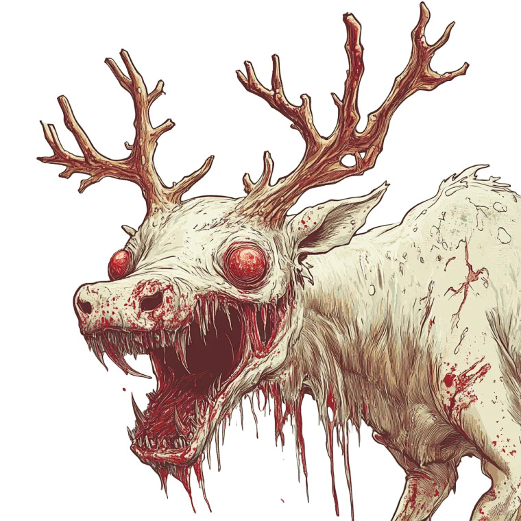 Monstrous Mutated Reindeer Vinyl Car Decal Sticker – Waterproof & UV-Resistant 8"