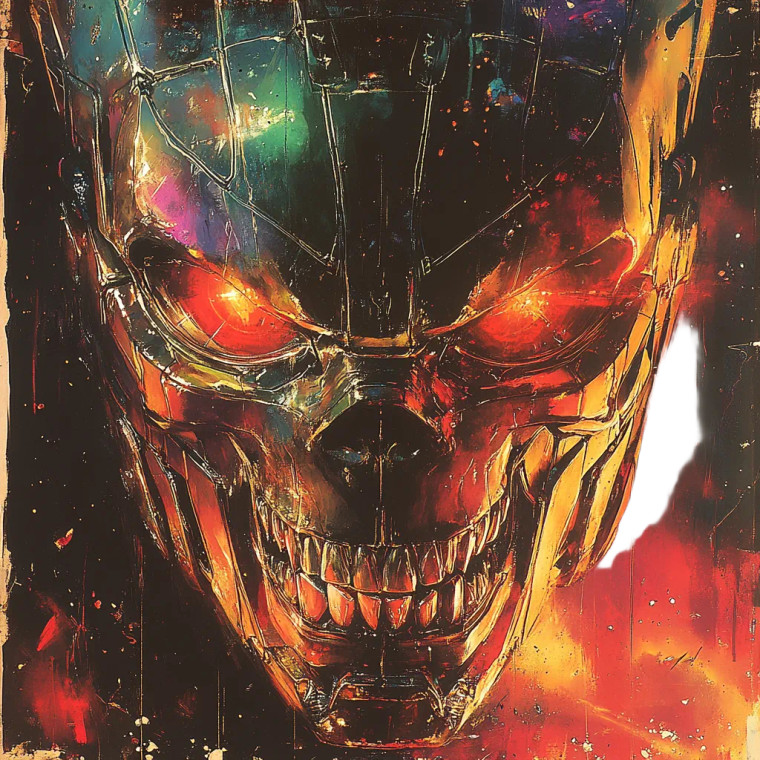 Futuristic Demon Metal Vinyl Car Decal Sticker – Waterproof & UV-Resistant 8"