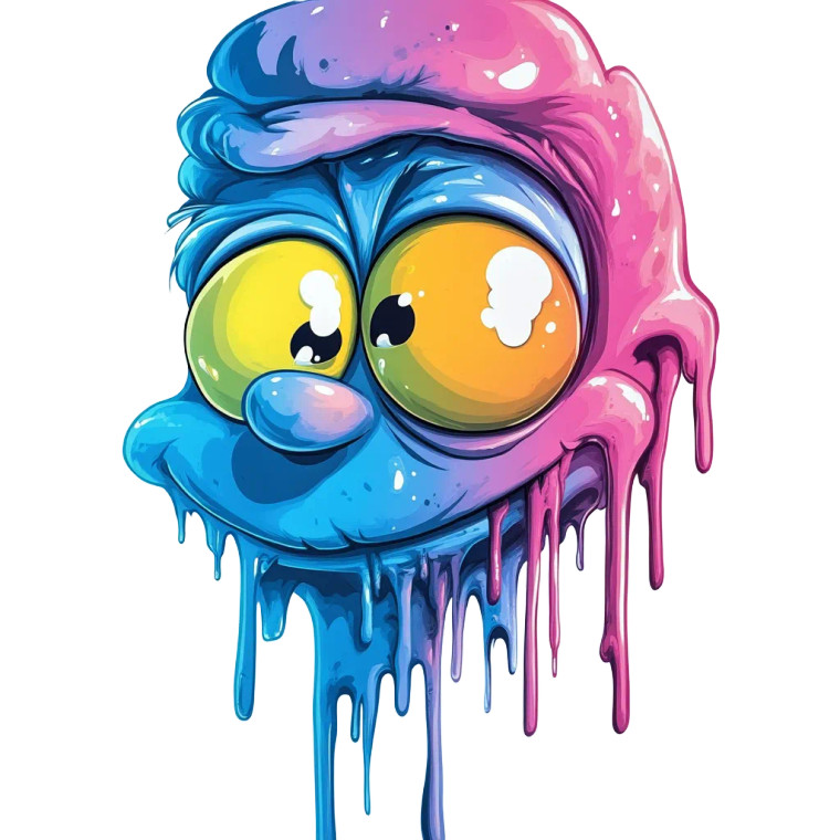 Melting Smurf Face Vinyl Car Decal Sticker – Waterproof & UV-Resistant 8"