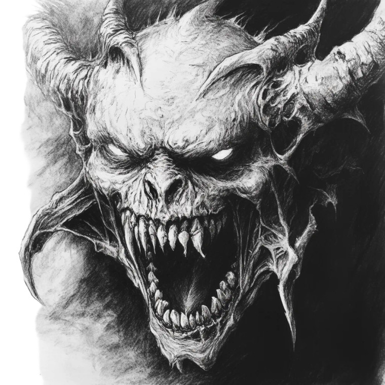 Demon Pencil Drawing Vinyl Car Decal Sticker – Waterproof & UV-Resistant 8"