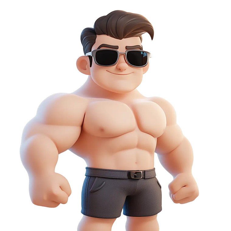 Muscular Cartoon Character Vinyl Car Decal Sticker – Waterproof & UV-Resistant 8"