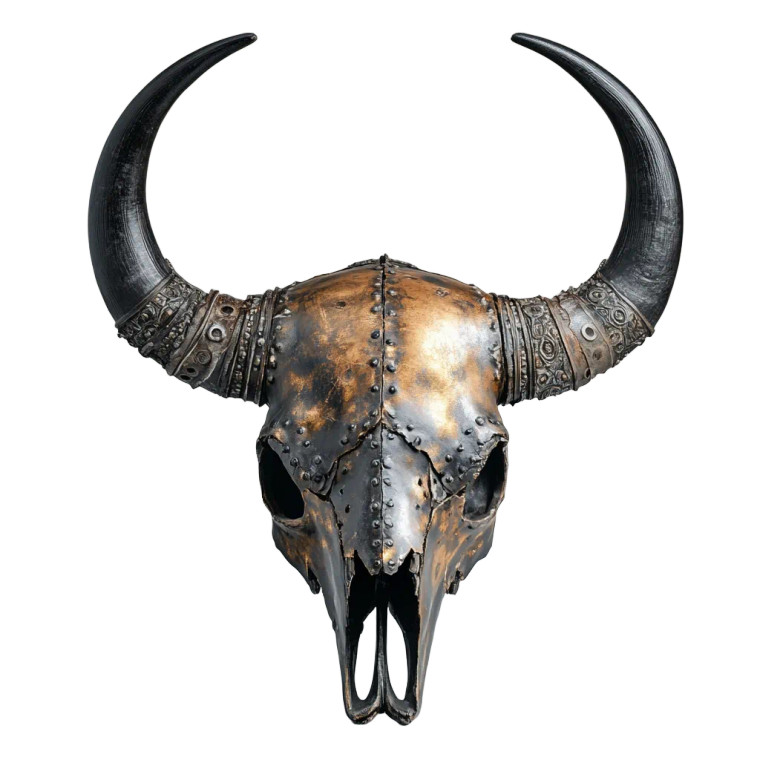 Industrial Buffalo Skull Vinyl Car Decal Sticker – Waterproof & UV-Resistant 8"