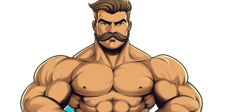 Muscular Mustache Man Vinyl Car Decal Sticker – Waterproof & UV-Resistant 8"