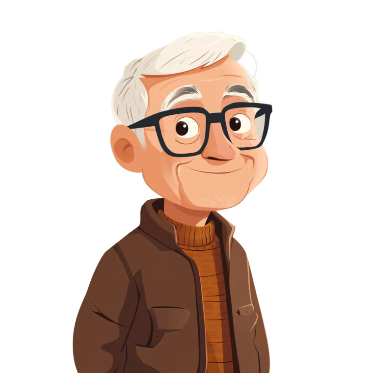 Elderly Drawn Character Vinyl Car Decal Sticker – Waterproof & UV-Resistant 8"