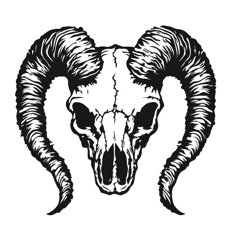 Skull Ram Silhouette Vinyl Car Decal Sticker – Waterproof & UV-Resistant 8"