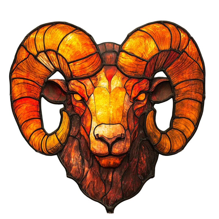 Angry Ram Stained Glass Vinyl Car Decal Sticker – Waterproof & UV-Resistant 8"