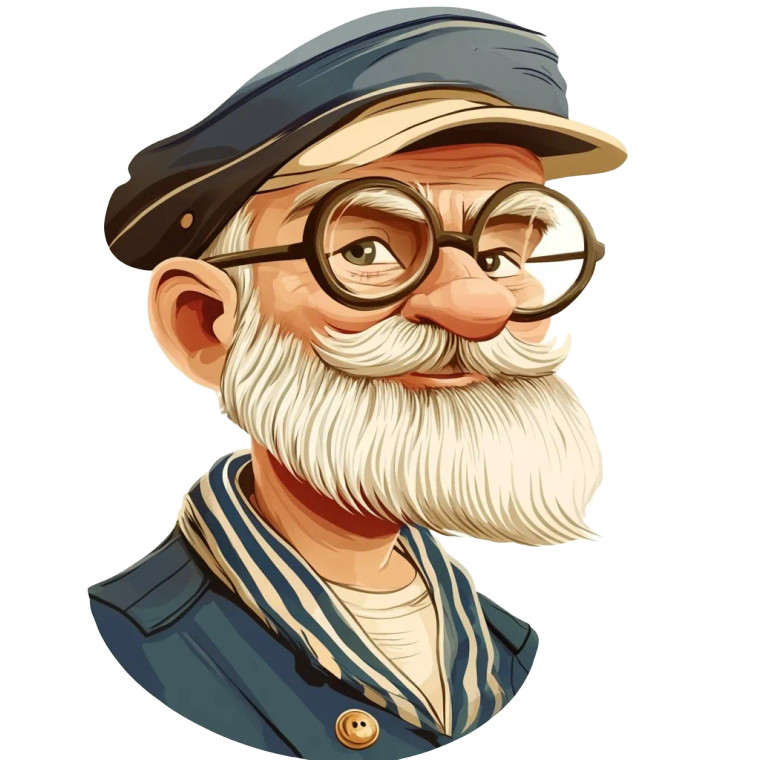 Old Sailor Cartoon Vinyl Car Decal Sticker – Waterproof & UV-Resistant 8"